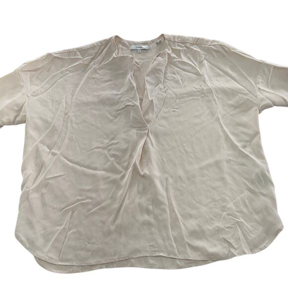 Vince Top Womens Medium Cream Beige Stretch Silk Popover Top In Chiffon Silk - Picture 1 of 8